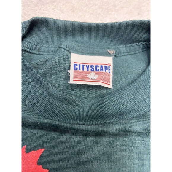 Vtg Cityscape Toronto Canada Green Single Stitch Fall Graphic T-Shirt Size Large - Picture 7 of 8